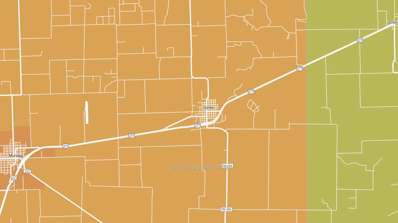 Goree, TX Map of Assault Rates