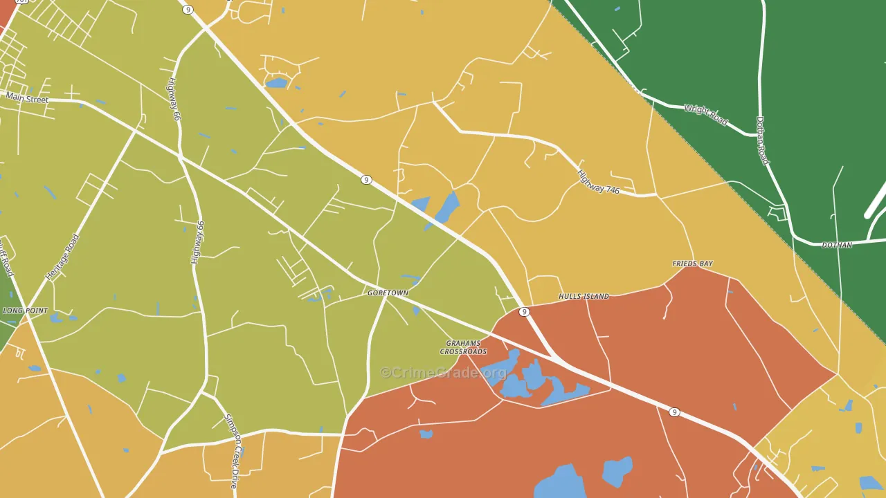 Goretown, SC Map of Assault Rates