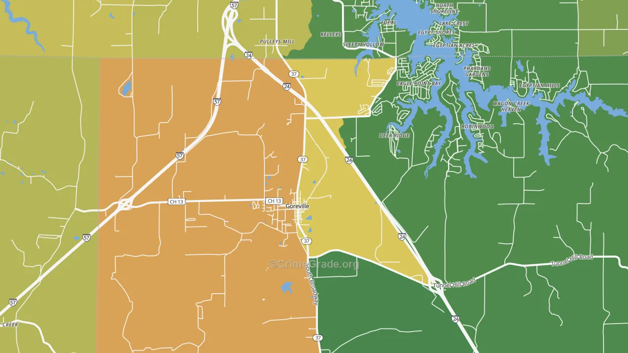 Goreville, IL Map of Assault Rates