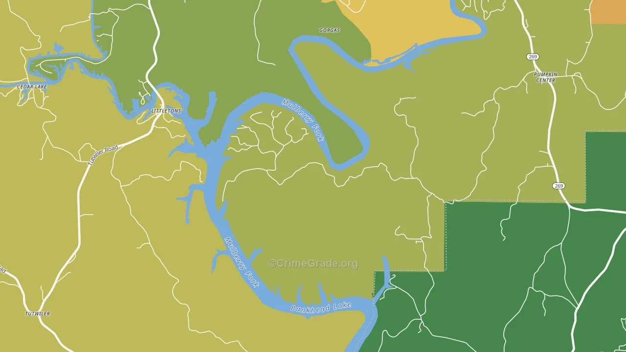 Gorgas, AL Map of Assault Rates