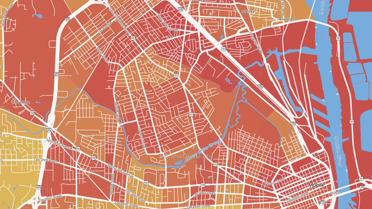 Gorgas, Mobile, AL Map of Assault Rates
