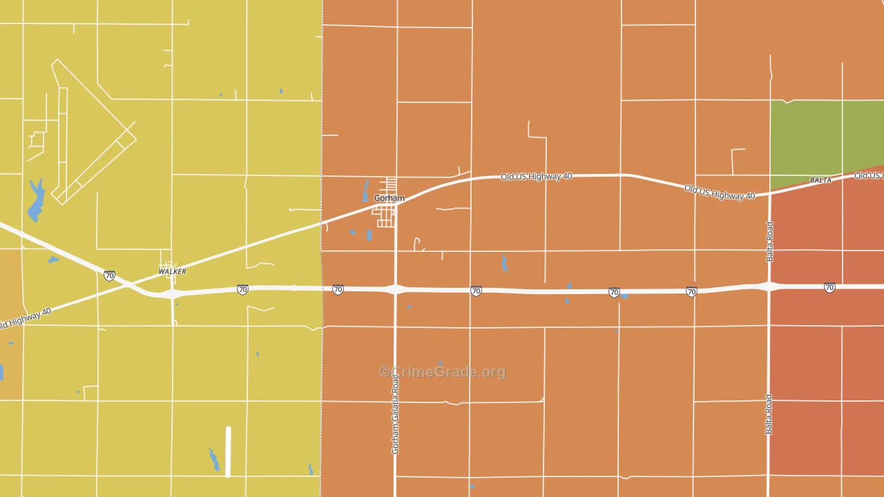 Gorham, KS Map of Assault Rates