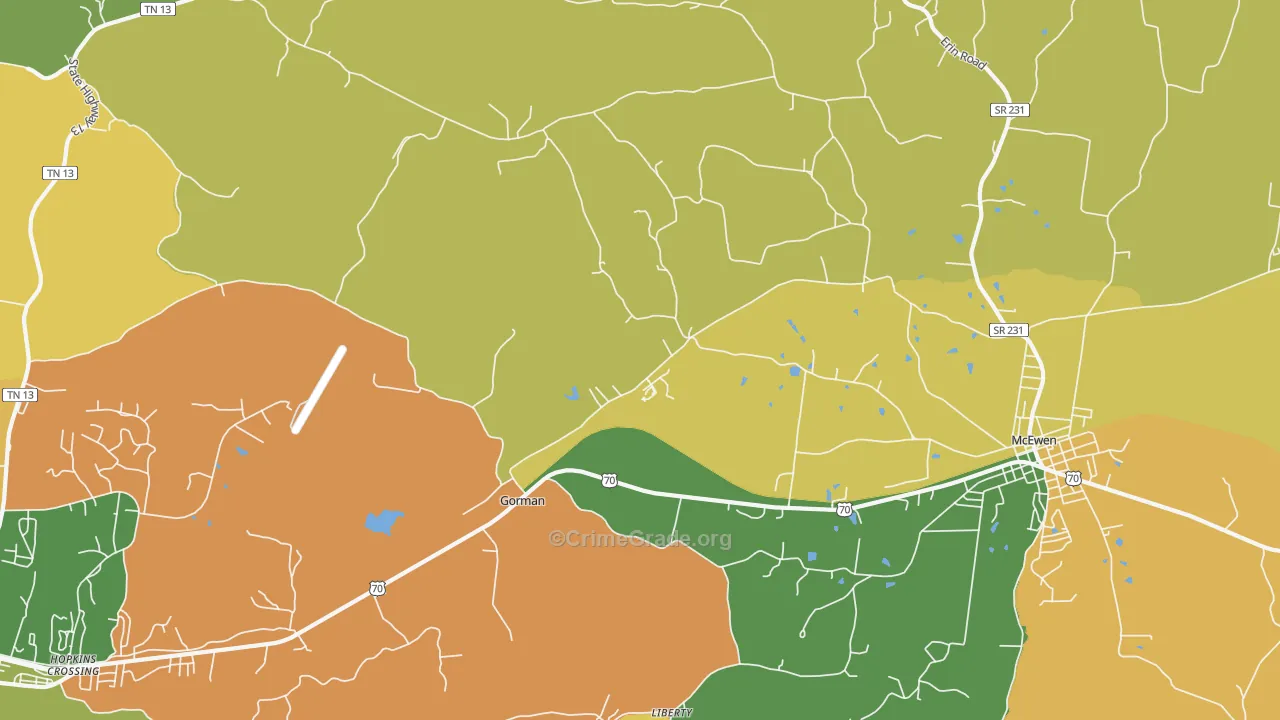 Gorman, TN Map of Assault Rates