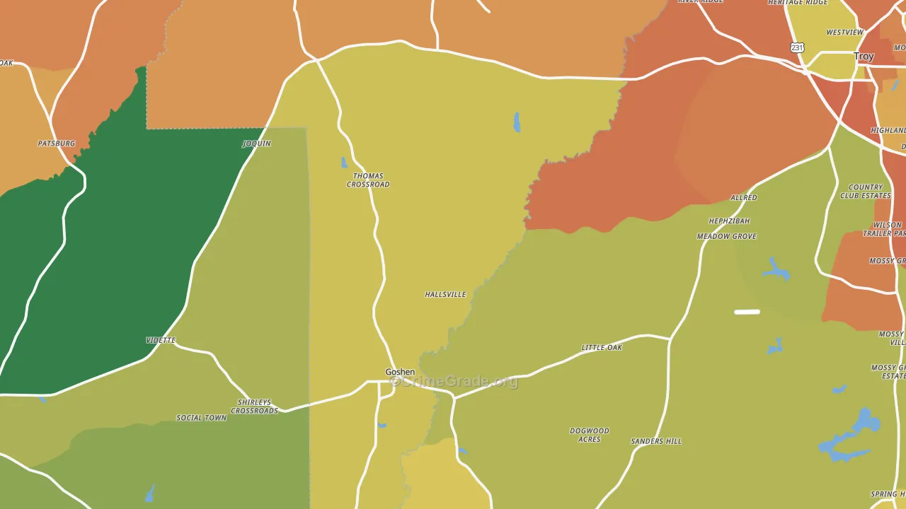 Goshen, AL Map of Assault Rates
