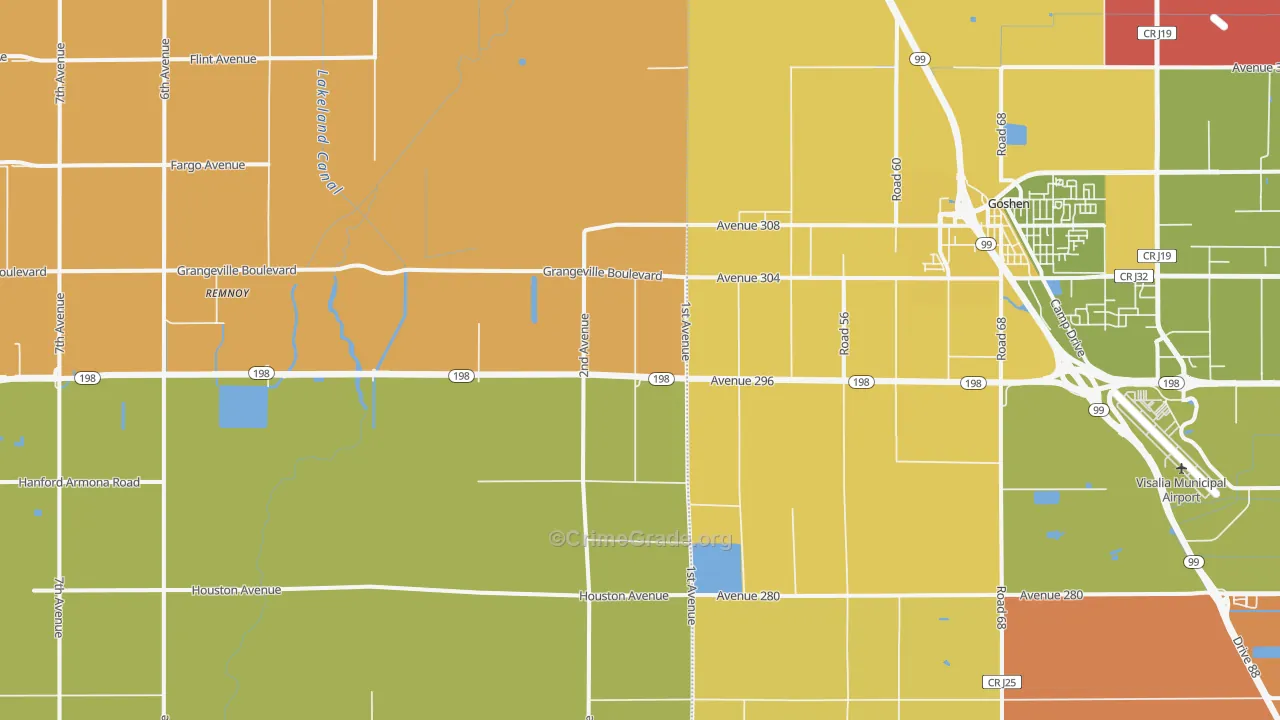Goshen, CA Map of Assault Rates