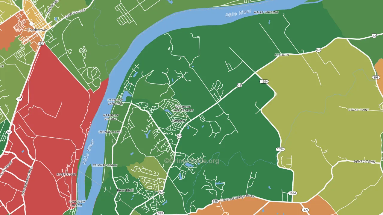 Goshen, KY Map of Assault Rates