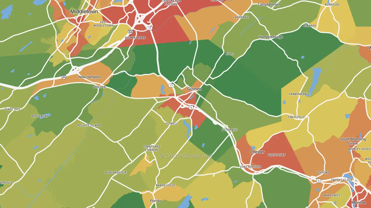 Goshen, NY Map of Assault Rates