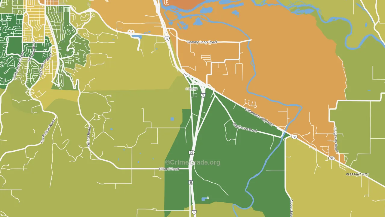 Goshen, OR Map of Assault Rates