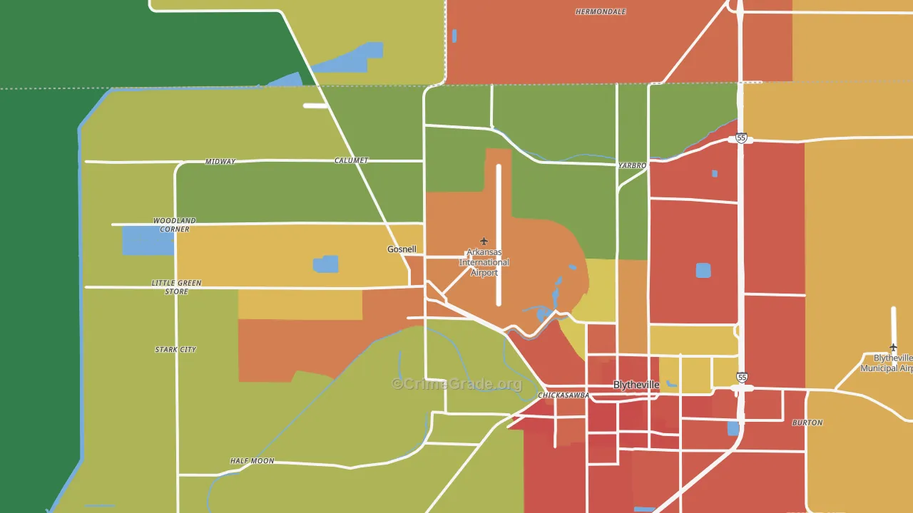 Gosnell, AR Map of Assault Rates