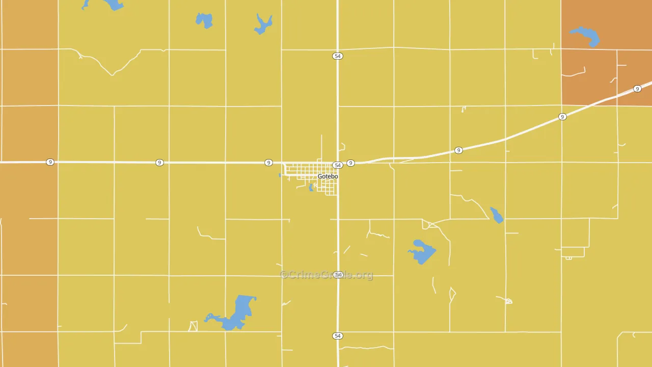 Gotebo, OK Map of Assault Rates