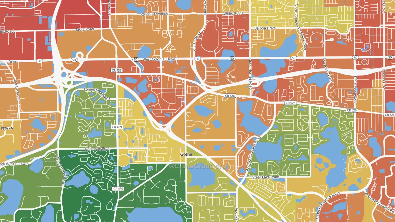Gotha, FL Map of Assault Rates