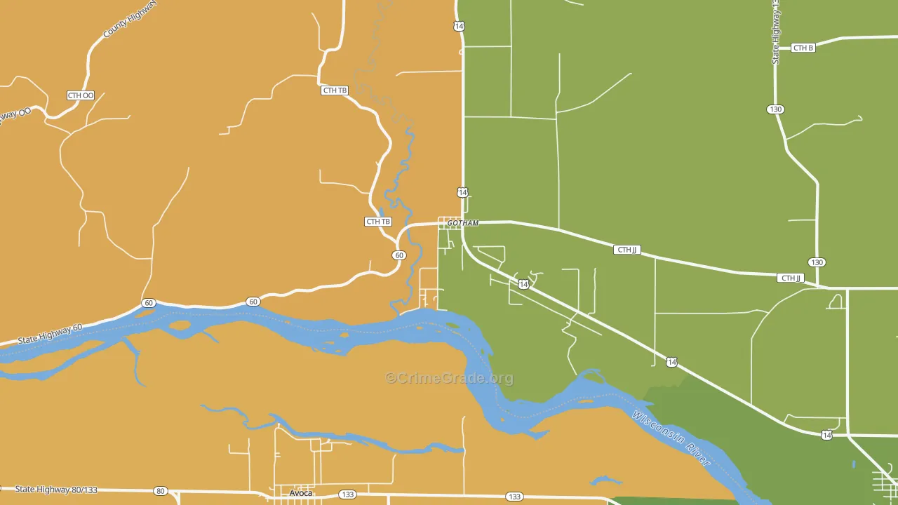 Gotham, WI Map of Assault Rates