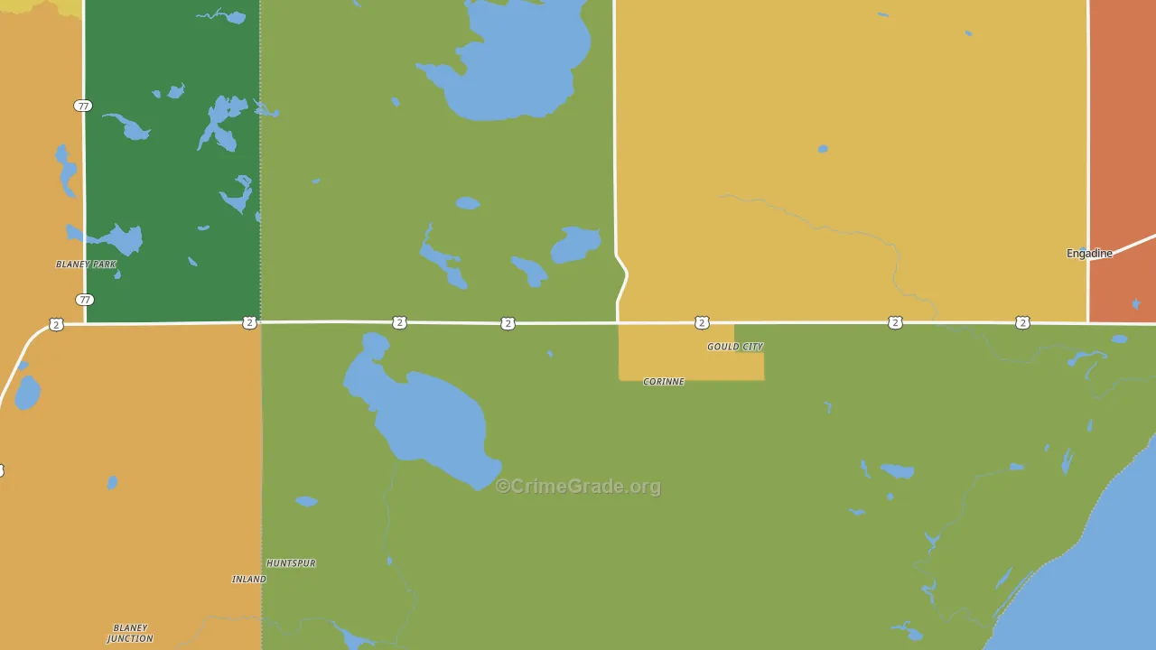 Gould City, MI Map of Assault Rates