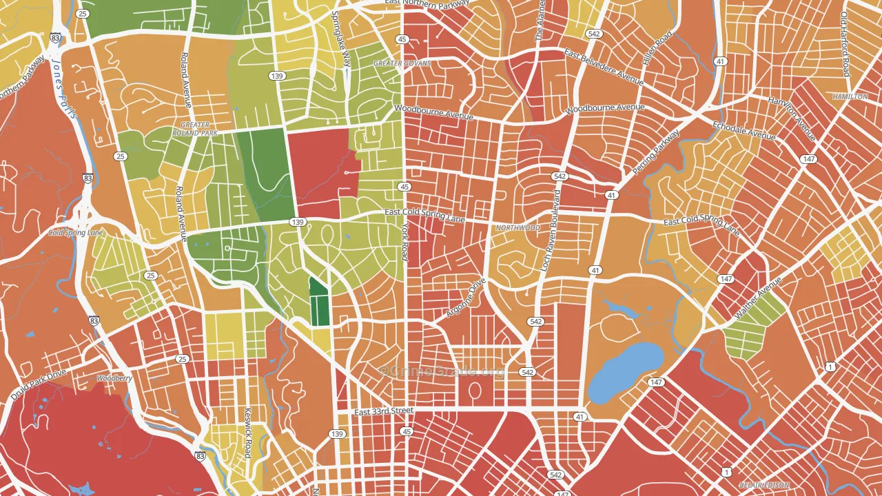 Govans, Baltimore, MD Map of Assault Rates