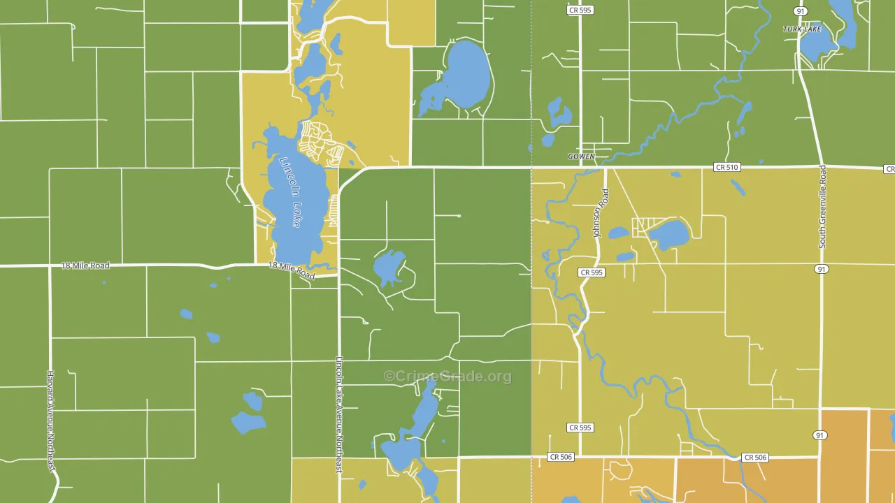 Gowen, MI Map of Assault Rates