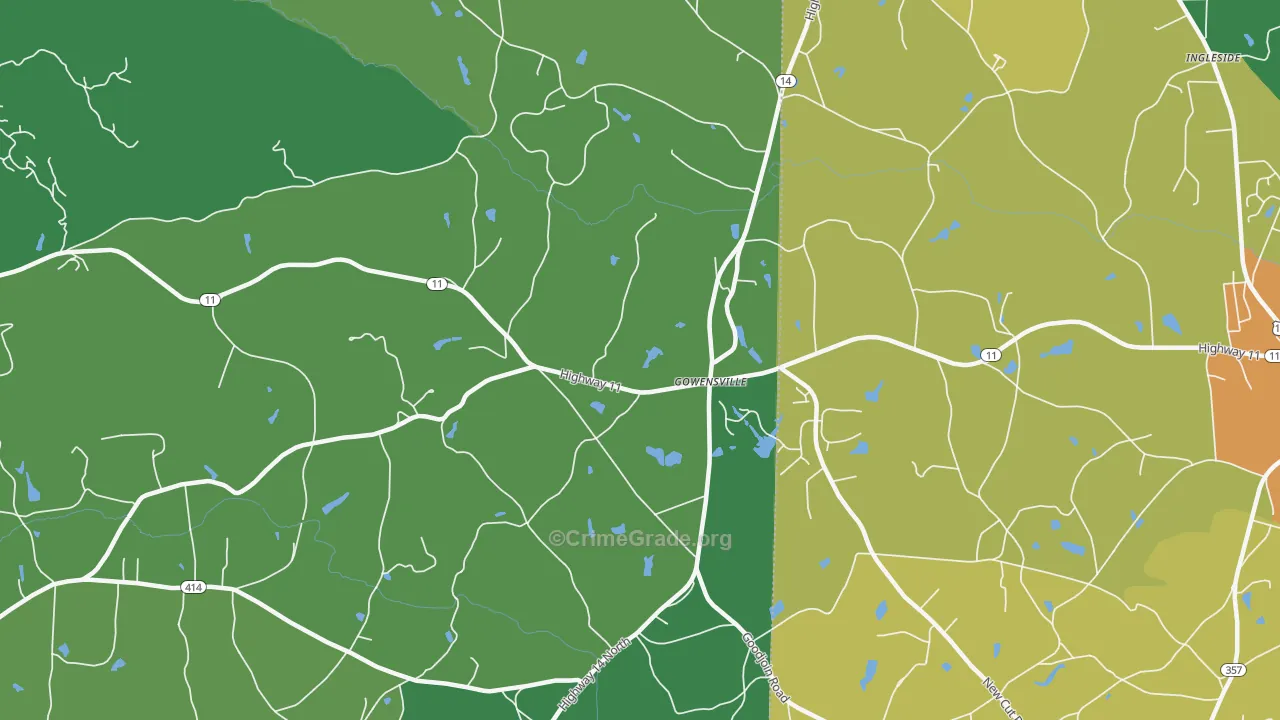 Gowensville, SC Map of Assault Rates