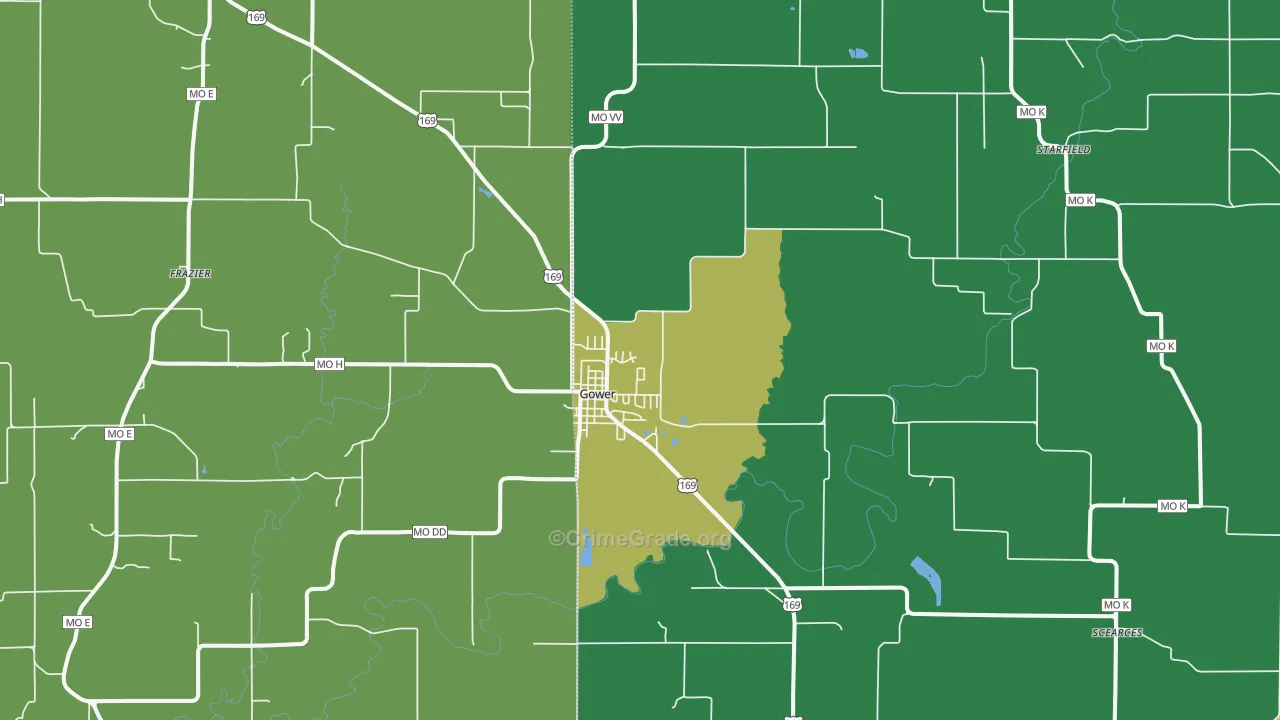 Gower, MO Map of Assault Rates