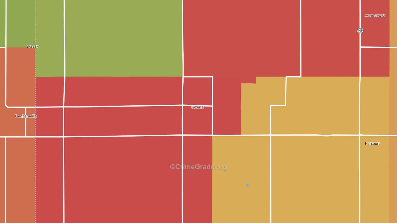Gowrie, IA Map of Assault Rates