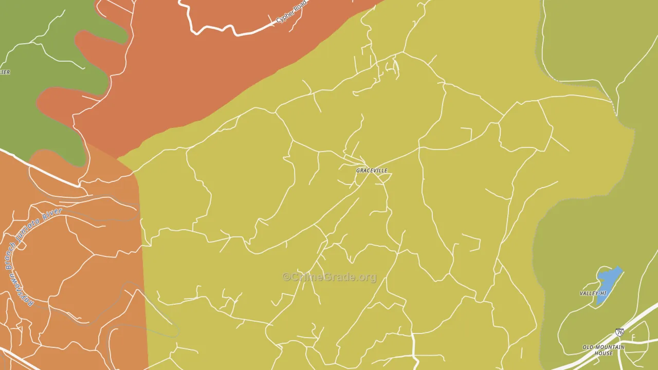 Graceville, PA Map of Assault Rates