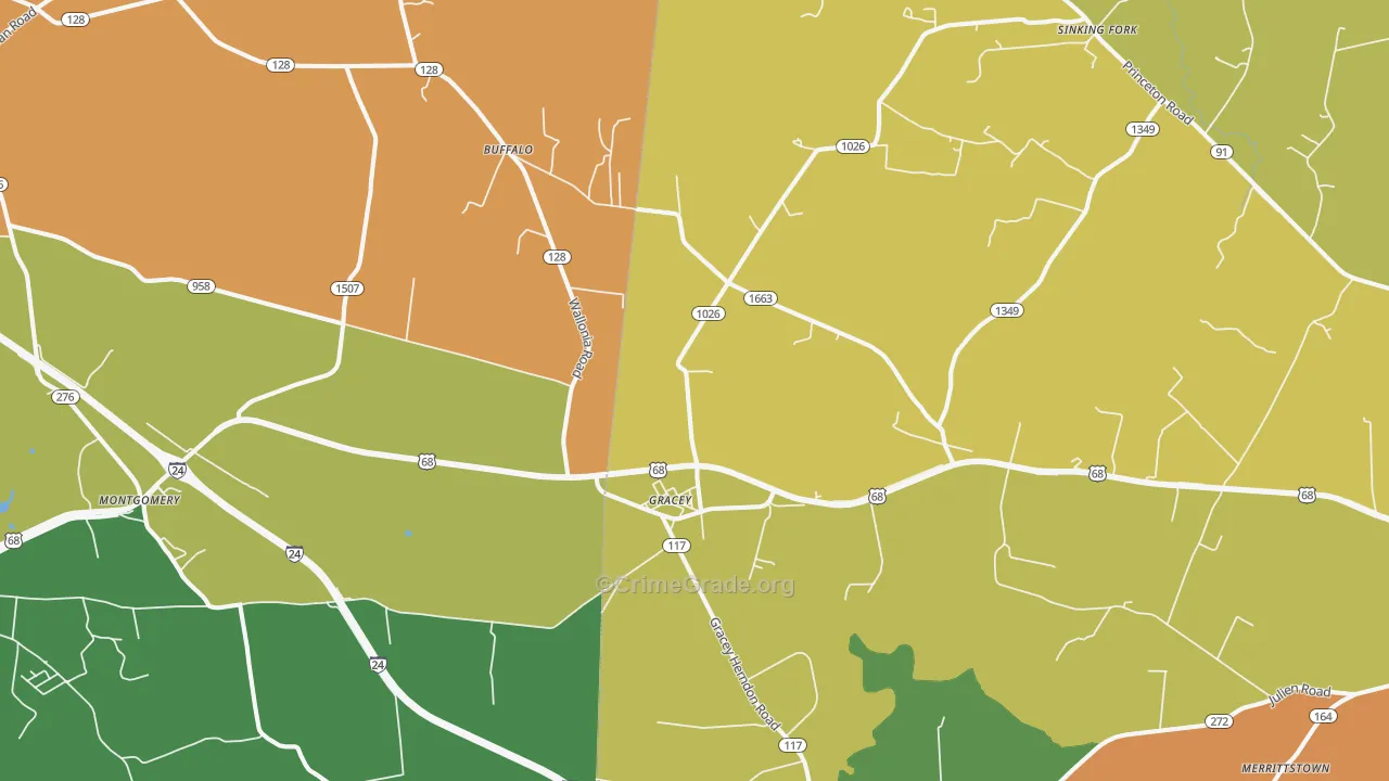Gracey, KY Map of Assault Rates