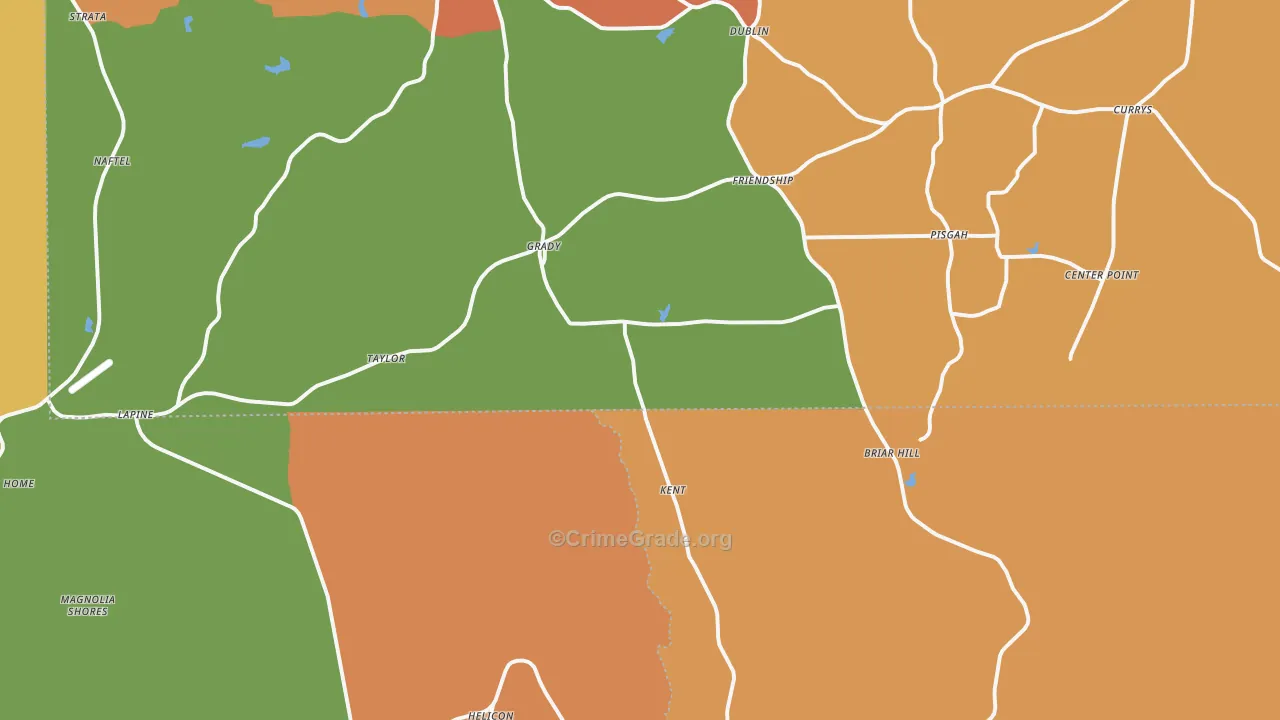 Grady, AL Map of Assault Rates