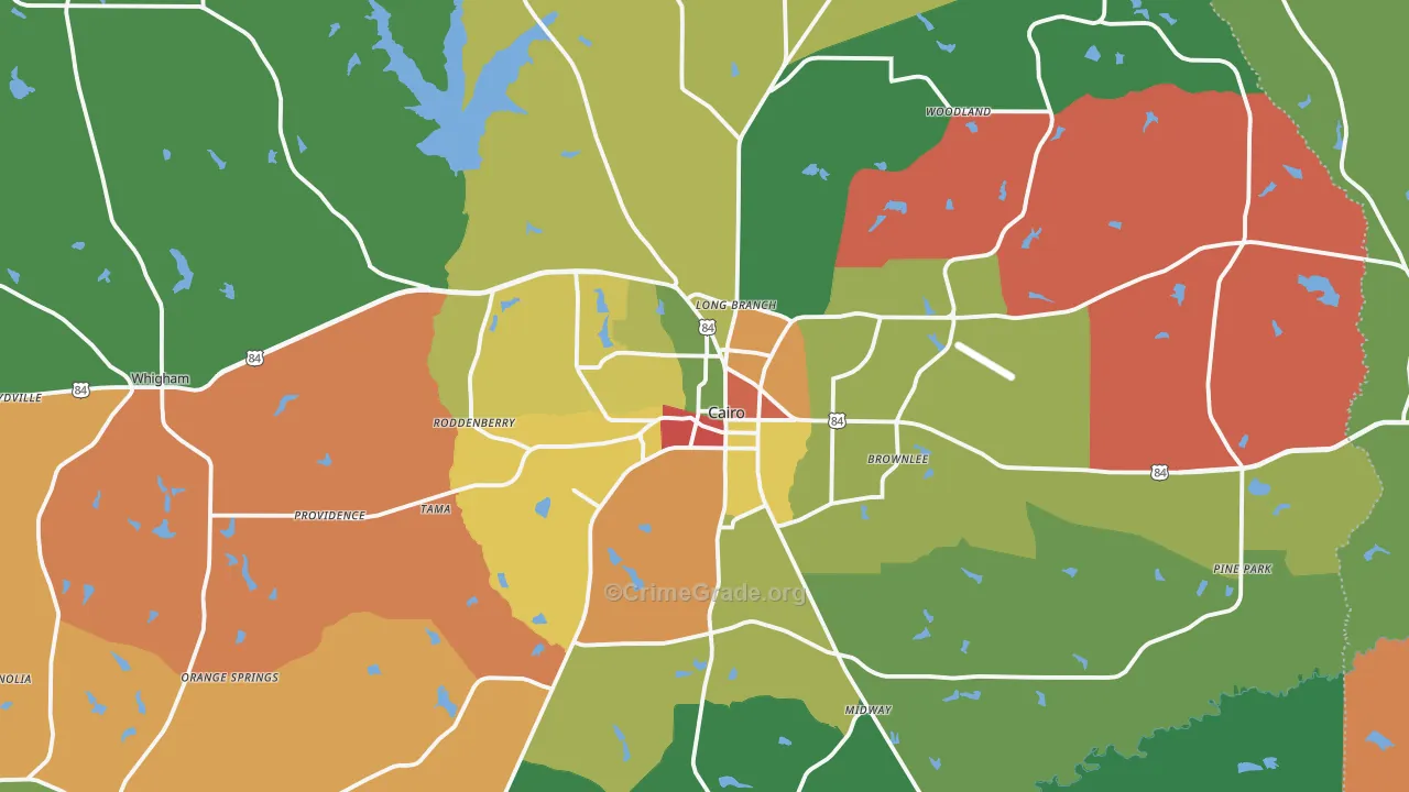 Grady County, GA Map of Assault Rates