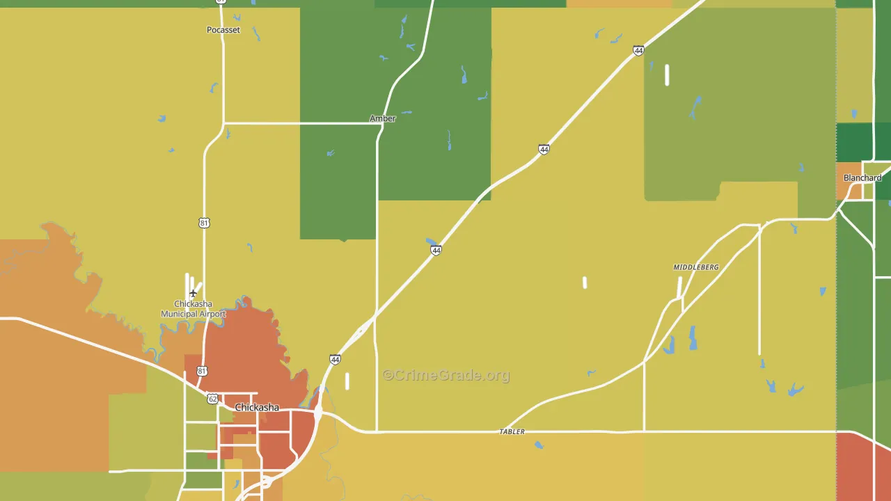 Grady County, OK Map of Assault Rates