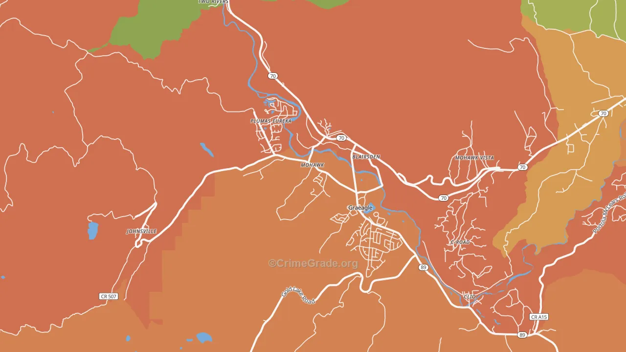 Graeagle, CA Map of Assault Rates
