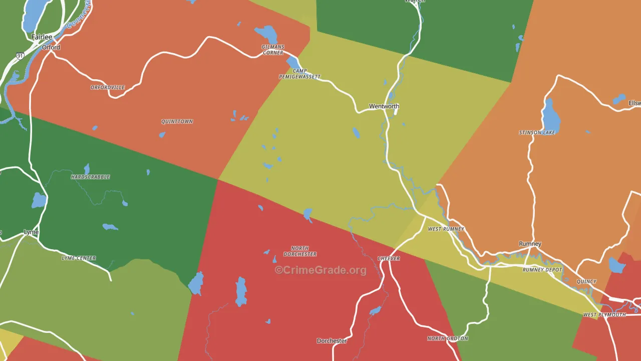 Grafton County, NH Map of Assault Rates