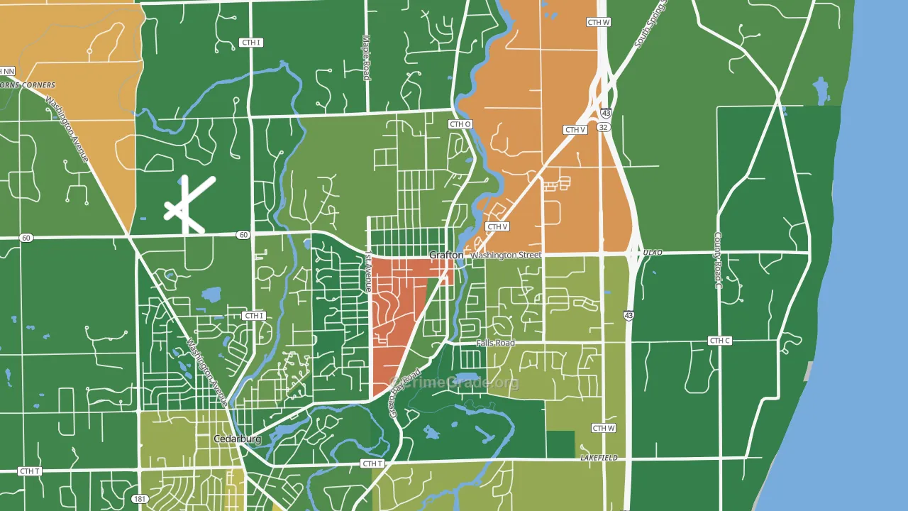 Grafton, WI Map of Assault Rates