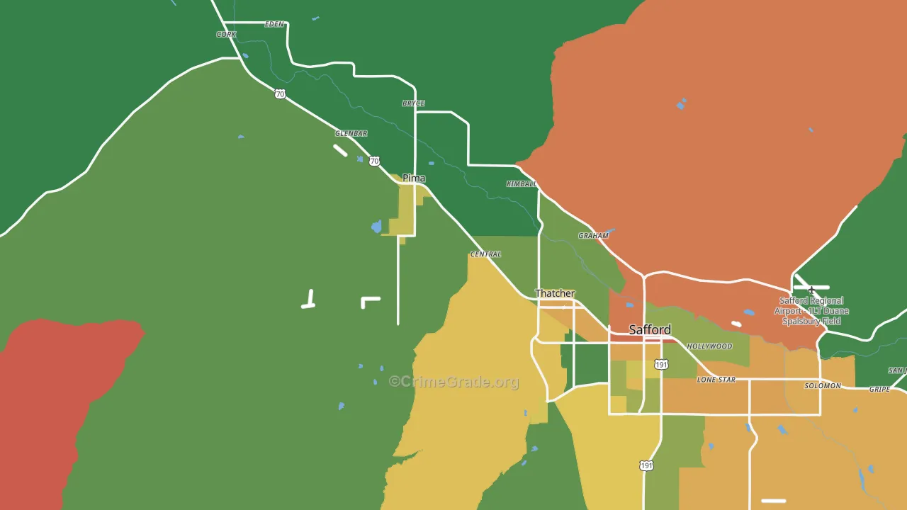 Graham County, AZ Map of Assault Rates