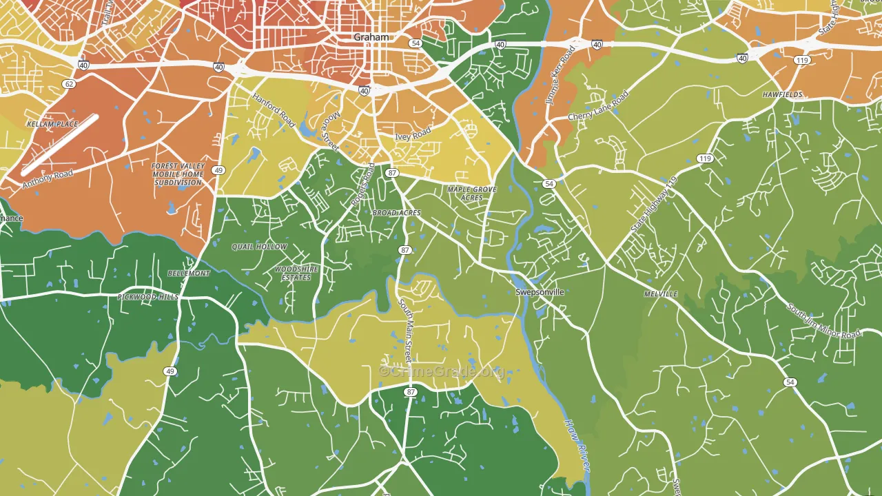 Graham, NC Map of Assault Rates