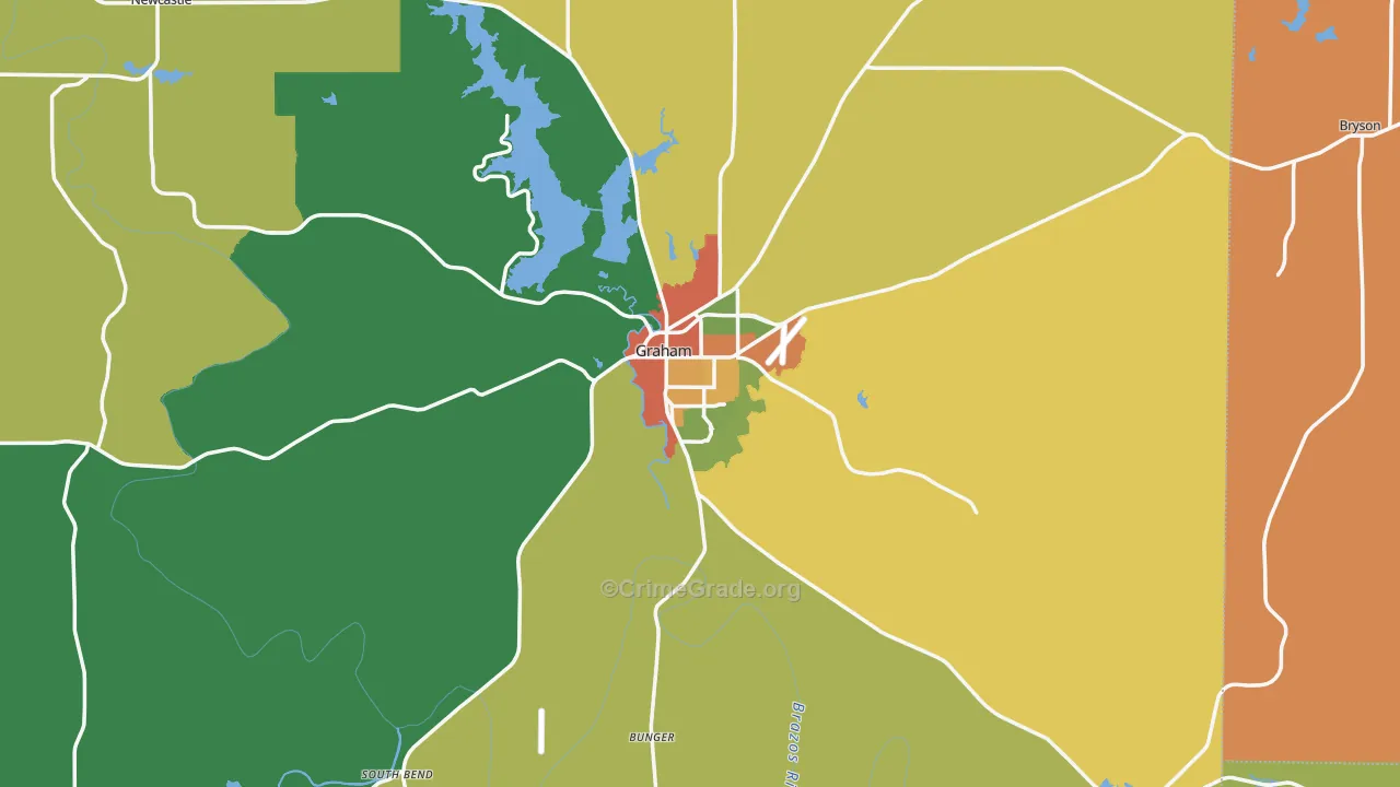 Graham, TX Map of Assault Rates
