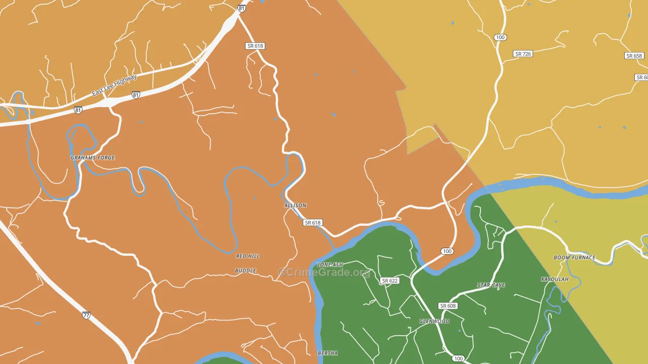 Grahams Forge, VA Map of Assault Rates