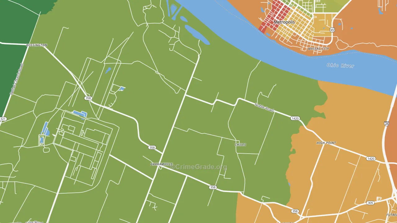 Grahamville, KY Map of Assault Rates