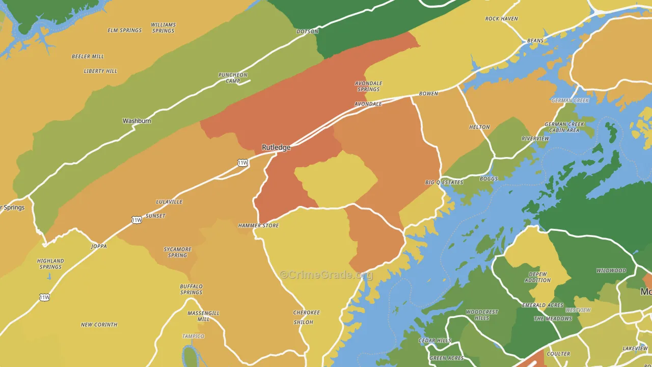 Grainger County, TN Map of Assault Rates