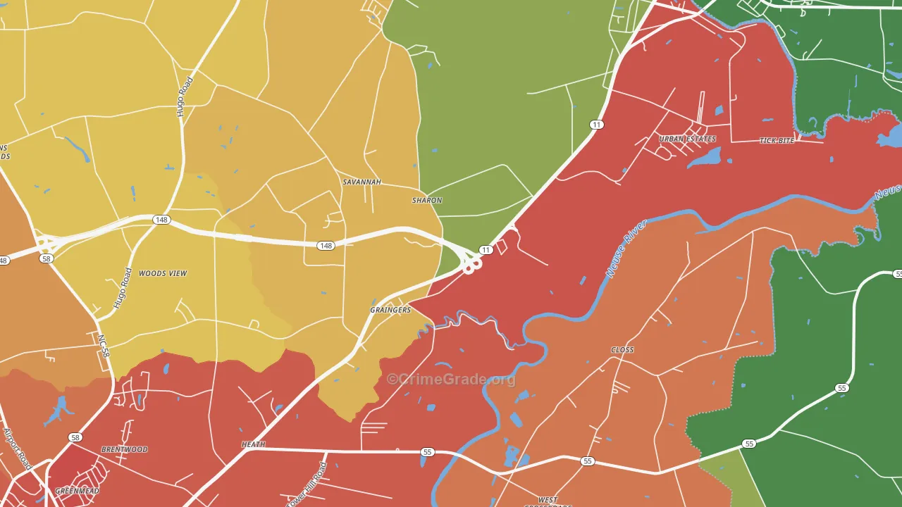 Graingers, NC Map of Assault Rates