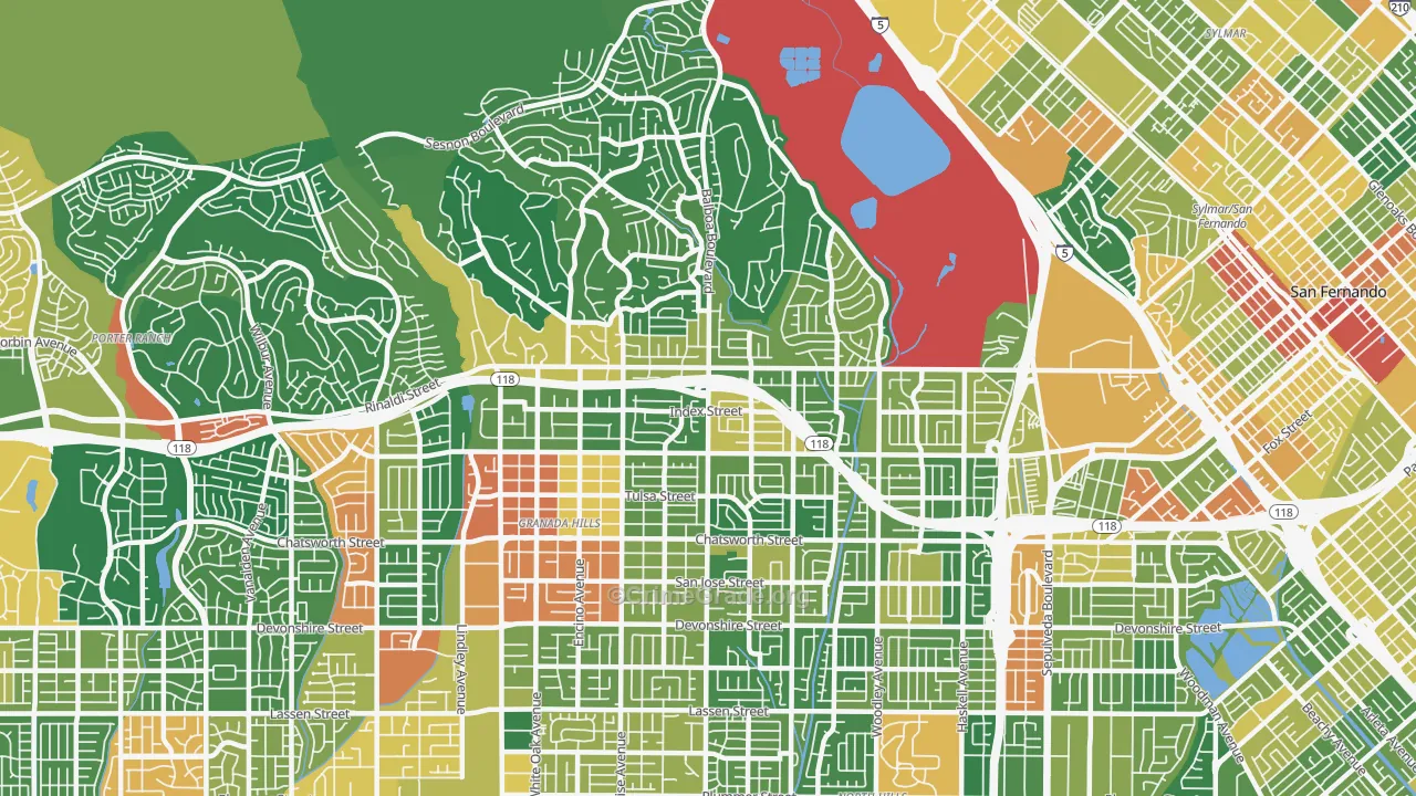 Granada Hills, CA Map of Assault Rates