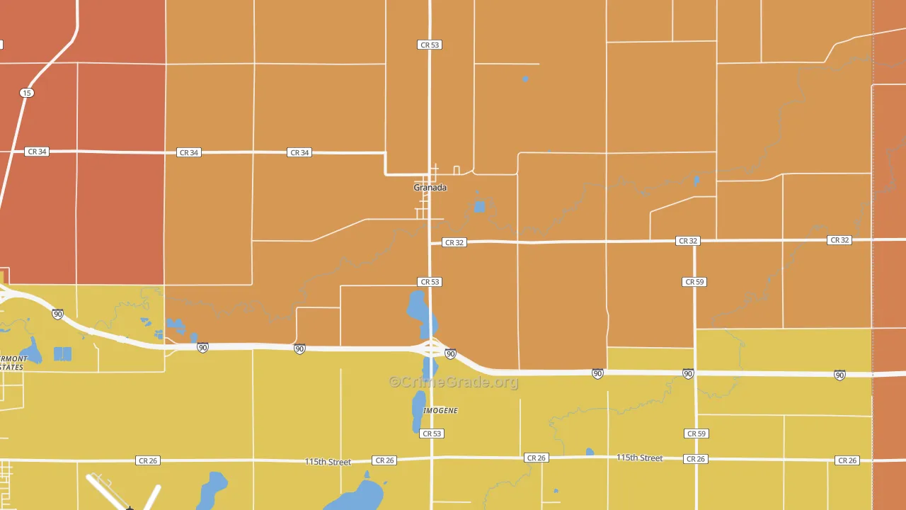 Granada, MN Map of Assault Rates