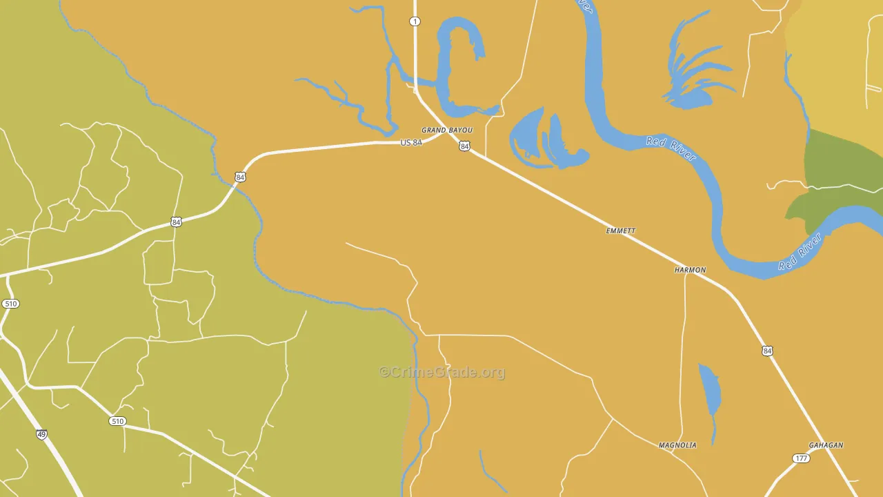 Grand Bayou, LA Map of Assault Rates