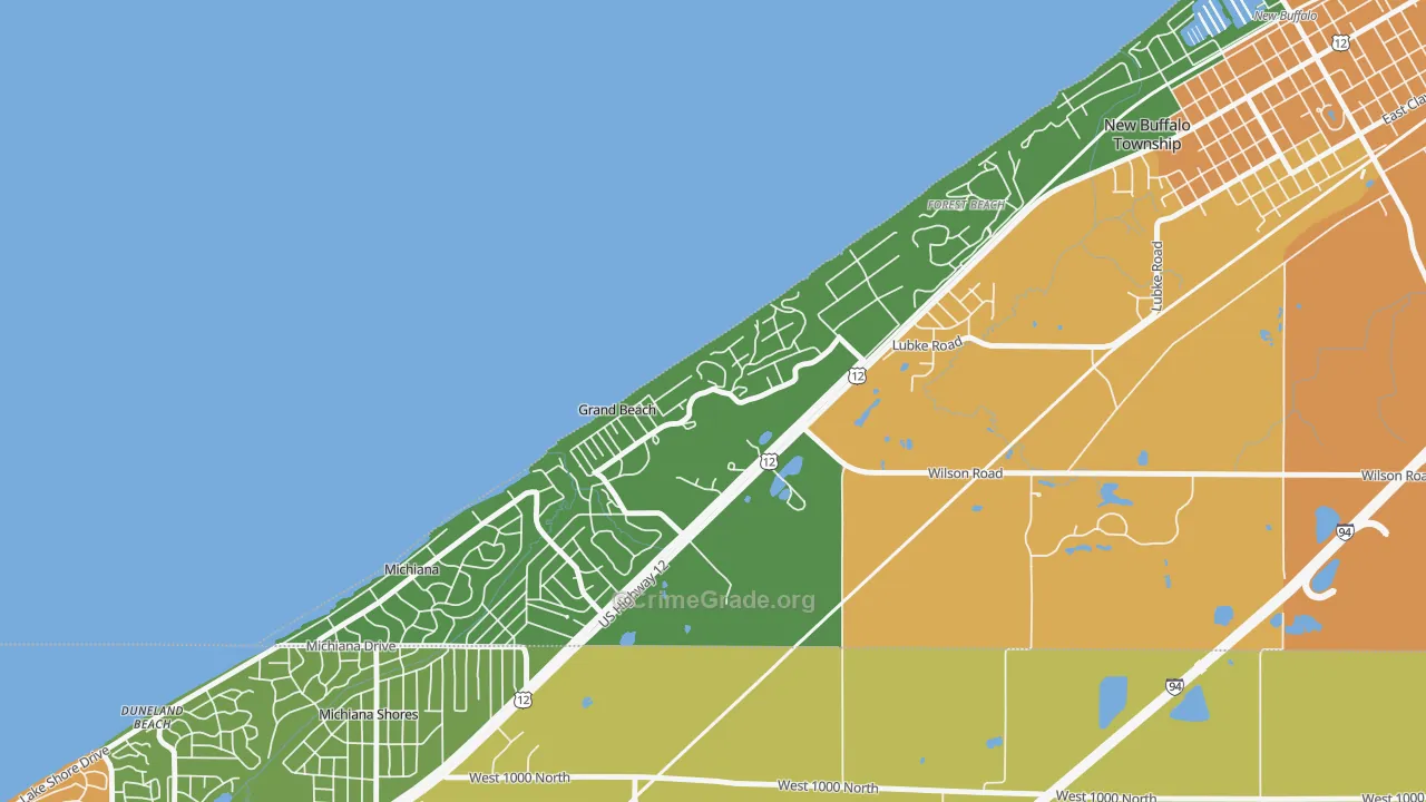 Grand Beach, MI Map of Assault Rates