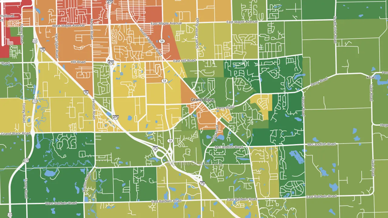 Grand Blanc, MI Map of Assault Rates