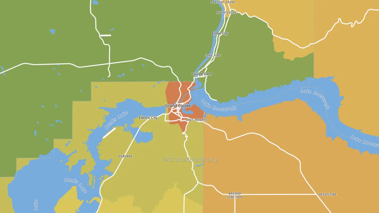 Grand Coulee, WA Map of Assault Rates