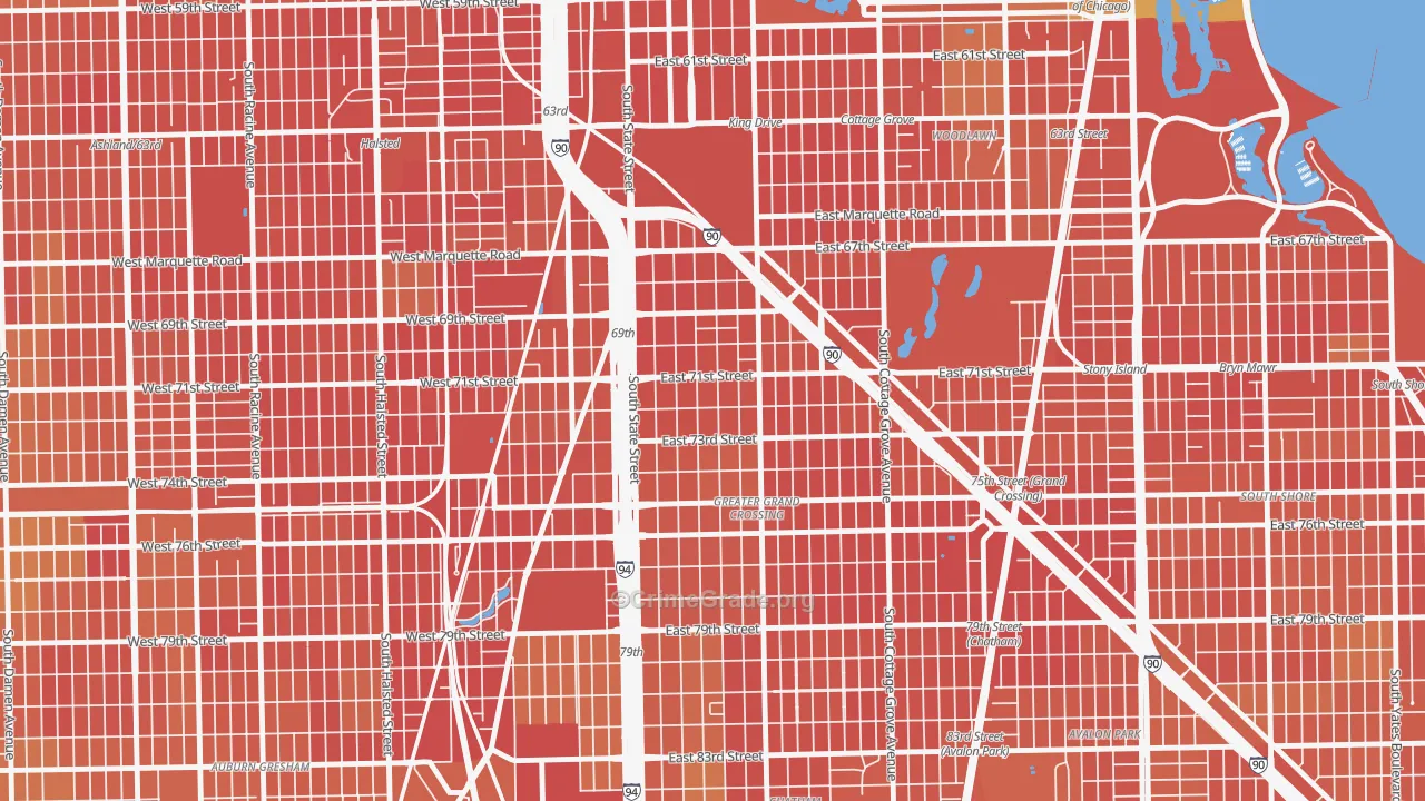 Grand Crossing, Chicago, IL Map of Assault Rates