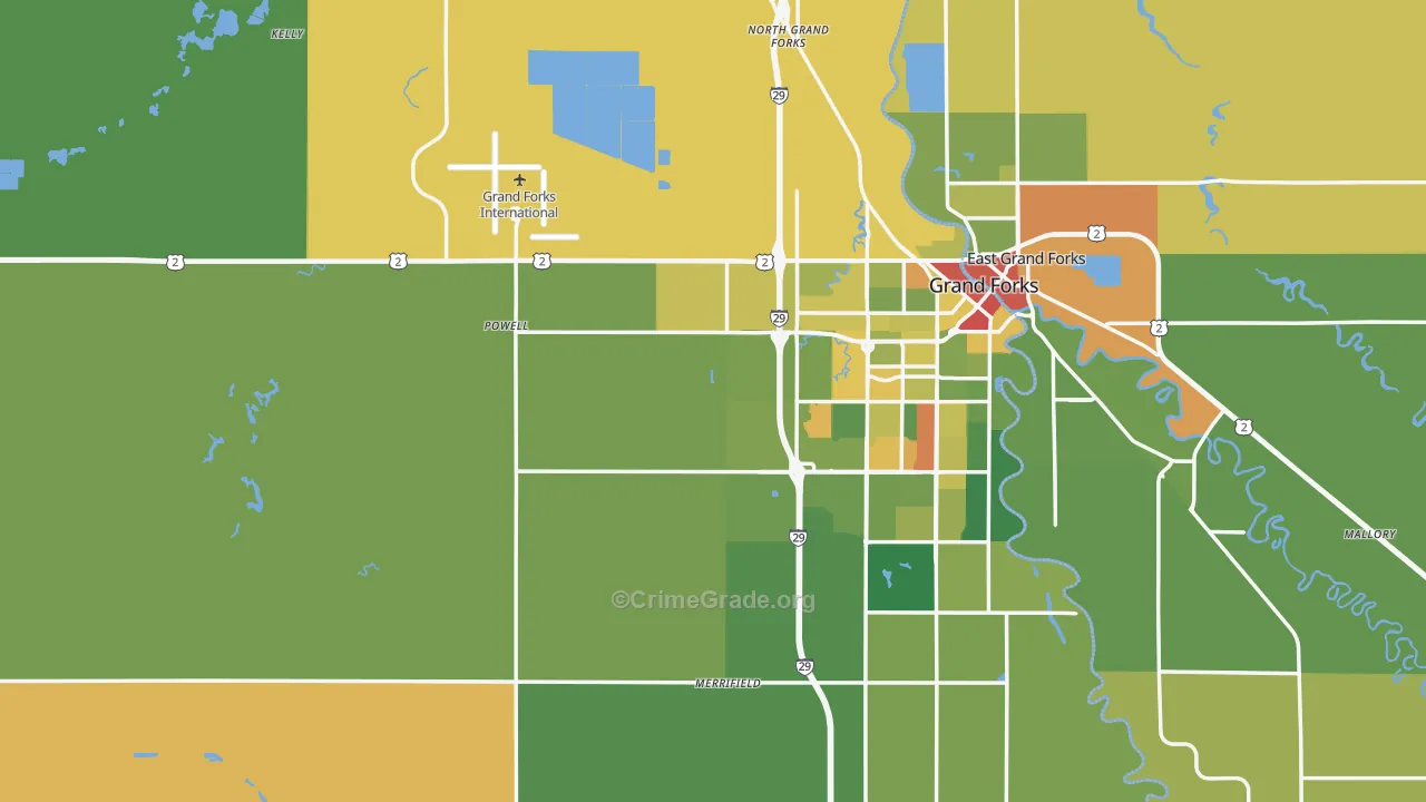 Grand Forks County, ND Map of Assault Rates