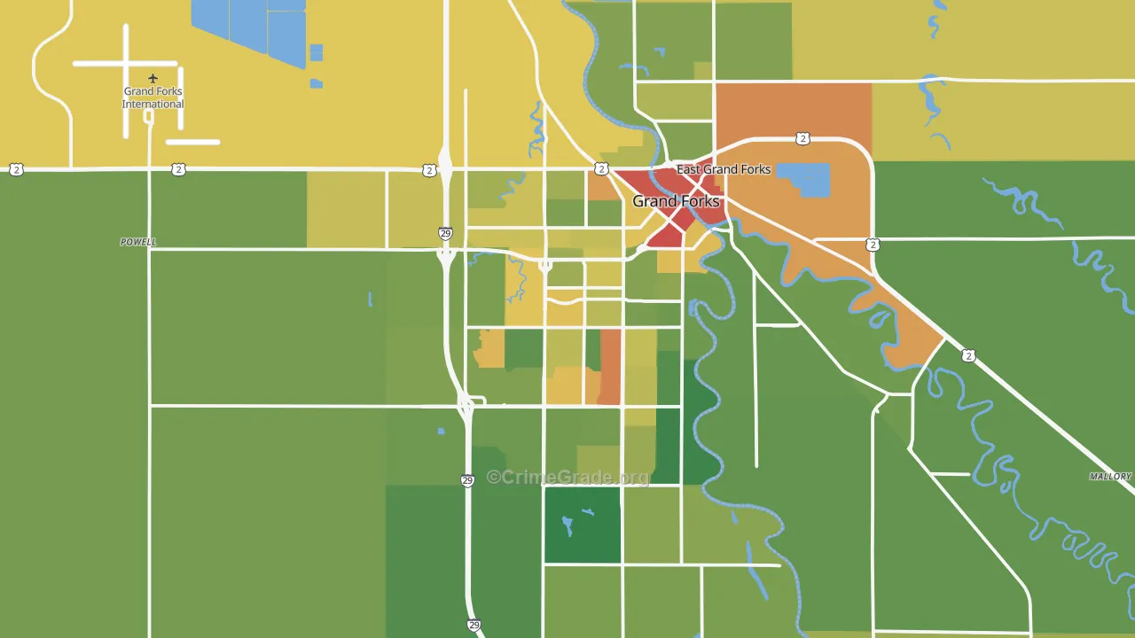 Grand Forks, ND Map of Assault Rates