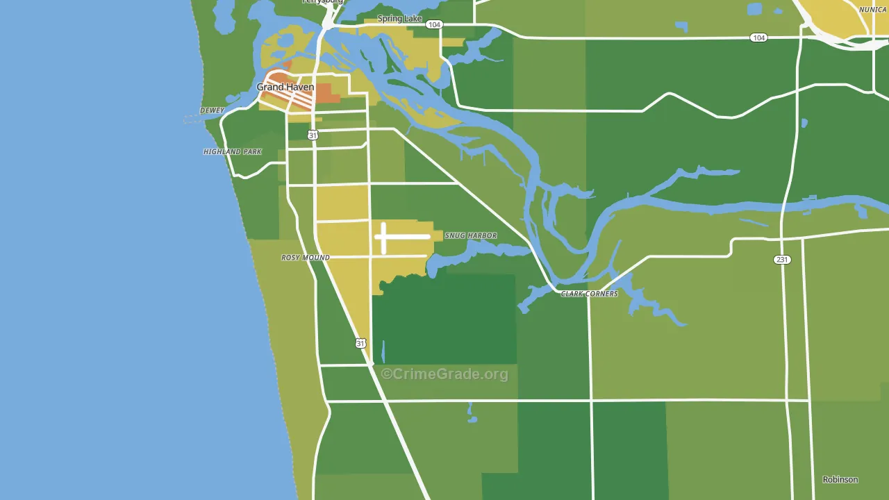 Grand Haven, MI Map of Assault Rates