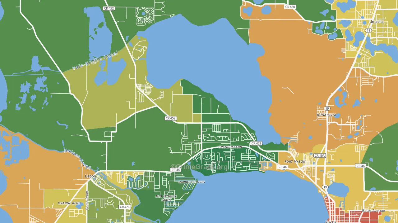 Grand Island, FL Map of Assault Rates