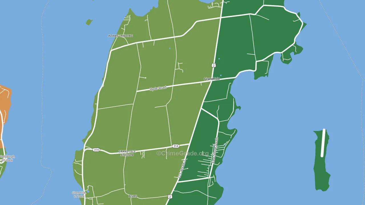 Grand Isle, VT Map of Assault Rates