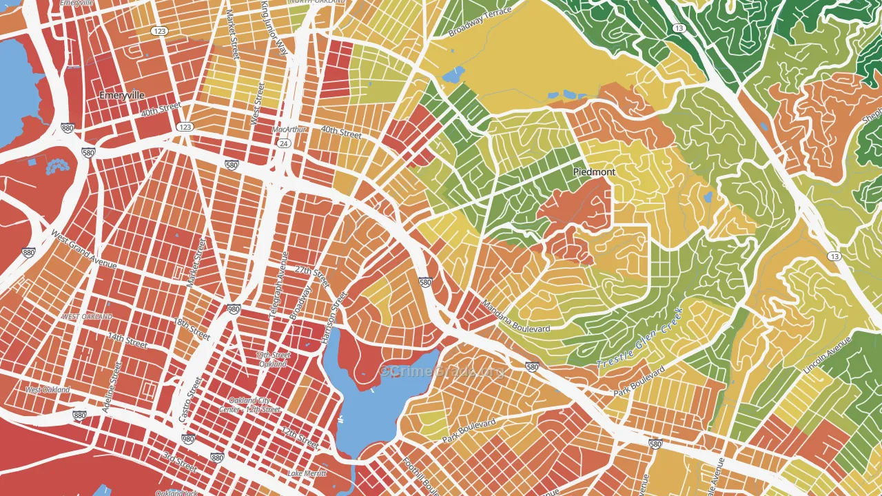 Grand Lake, Oakland, CA Map of Assault Rates